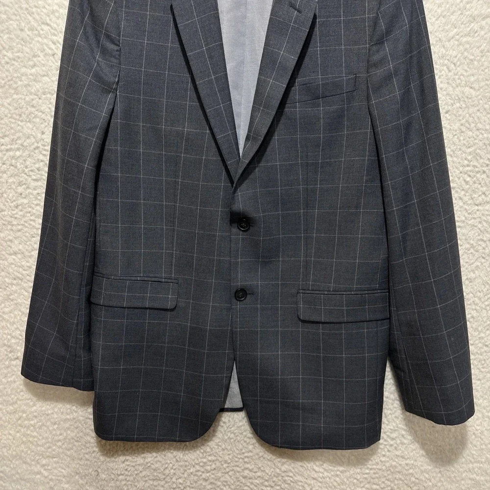 Banana Republic Men's Blazer Jacket Size 42 Gray Tailored Slim Fit‎ Windowpane